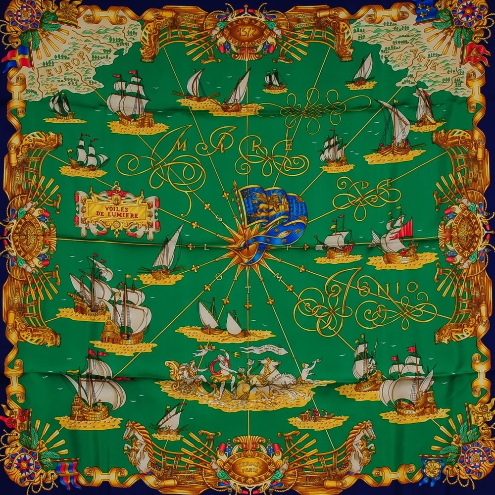 HERMES  Silk Voiles De Lumiere Scarf 90